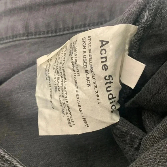 Acne Studios Jeans High Rise Skinny Jean Skin 5 Denim Faded Black Size 29 / 32 - Picture 8 of 9